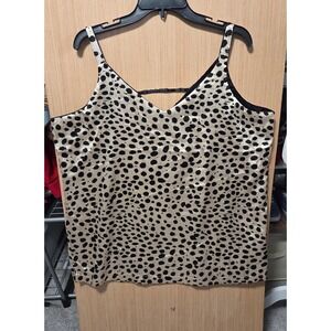 SERRA Size XL.Womens Tank Top Sleeveless V Neck Reversible Animal Print Black